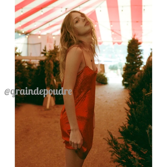 Zara Red Sequin Spaghetti Strap Back Cowl Drape Mini Slip Dress XS S - Picture 2 of 6